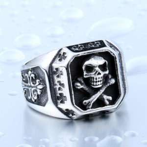 Drop Shipping Sale Stainless Pirate Part Plated Gold Skull For Man Titanium Steel Boy s Punk 300x300 - Pirate Skull Ring