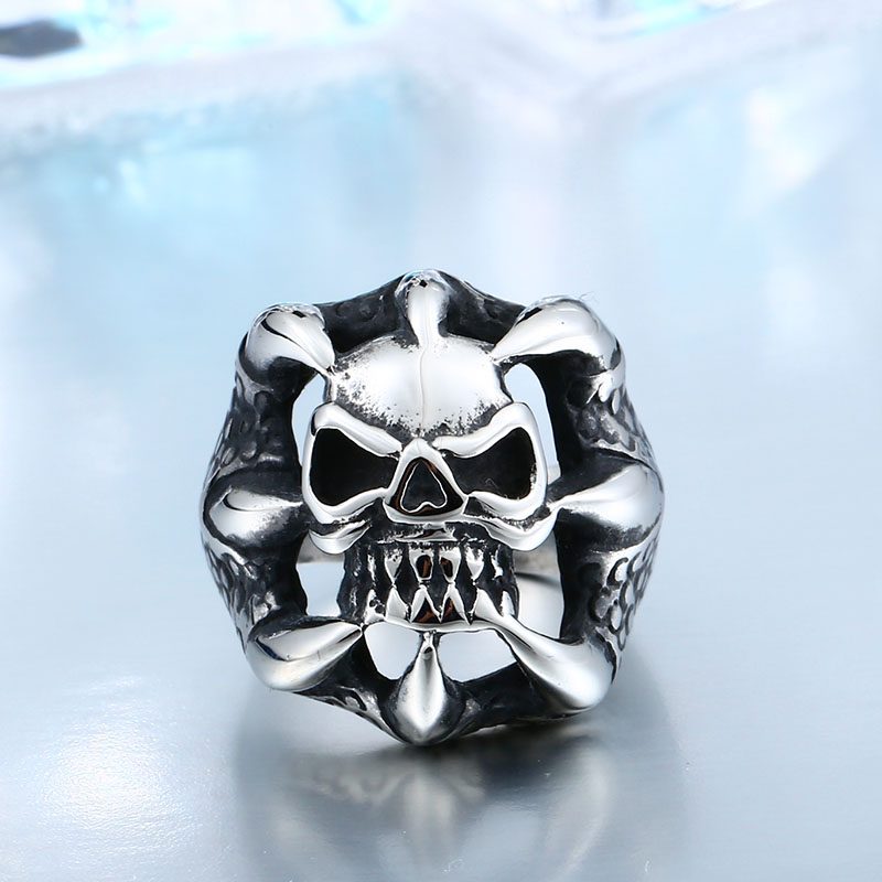skull biker fashion stainless steel ring 01 800x800 - Dragon Claw Skull Ring