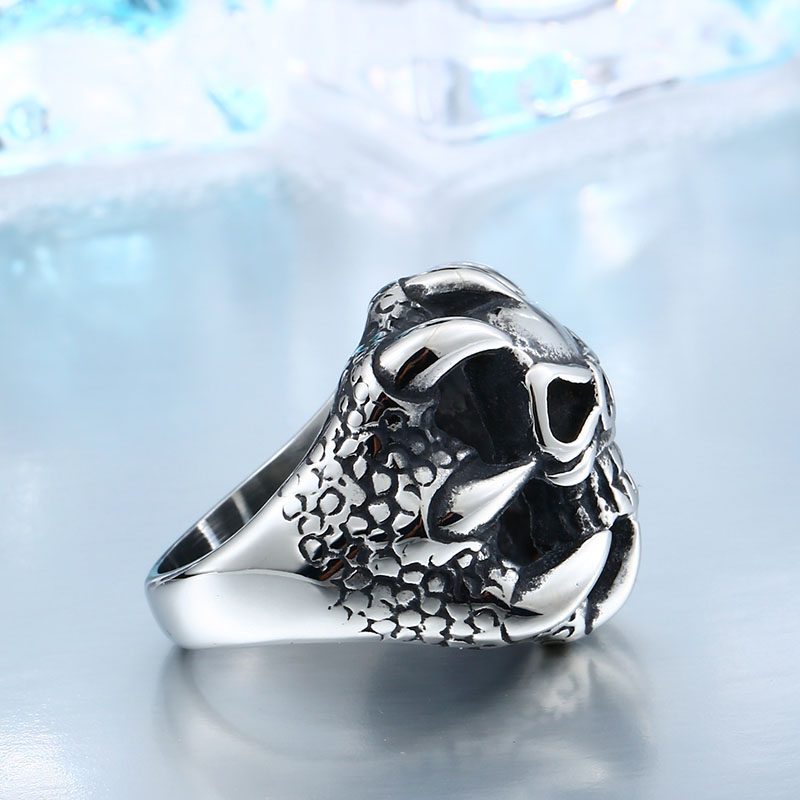 skull biker fashion stainless steel ring 03 800x800 - Dragon Claw Skull Ring