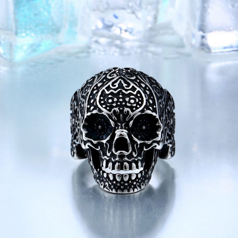 garden flower skull ring 3 800x800 - Carved Skeleton Ring