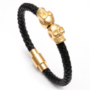 11281 082615f91a42e5fc034edd154c9d00b7 300x300 - Rock Style Leather Men's Bracelet with Titanium Skulls