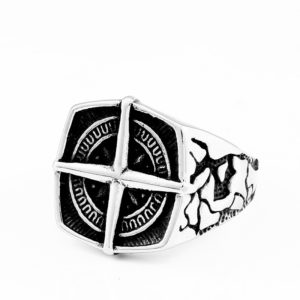 BEIER Fashion lychee viking geometric stainless steel men pirate compass ring Punk Cross Finger ring Vintage 2 300x300 - Cross Compass Ring