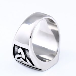 BEIER Punk Titanium Steel Ring for Men Jewelry Flat Black Stone Valknut Signet Ring Odin Symbol 5 300x300 - Viking Celtic Ring