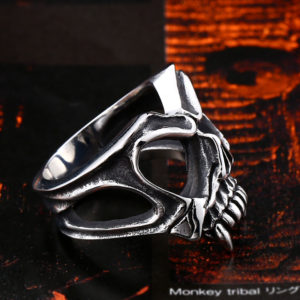 BEIER Unique 316L stainless steel Gothic Casting Evil Damn Vampire Skull mark Ring Punk jewelry for 5 300x300 - Vampire Skull Ring